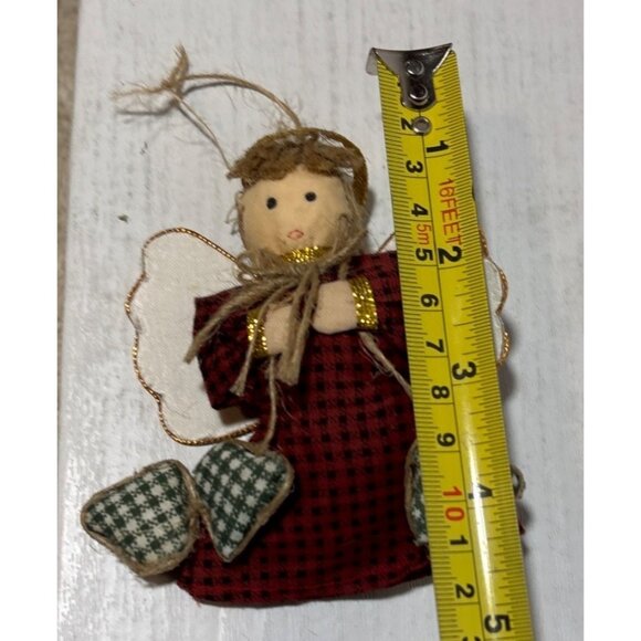 Handcrafted Christmas Ornaments Rustic Fabric Set Of 3 Angel Dove Stocking - Picture 4 of 12